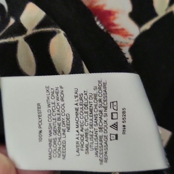 Express Black Floral V-Neck 3/4 Sleeve Shift Mini Dress with Tie Detail - Size M - Picture 9 of 10